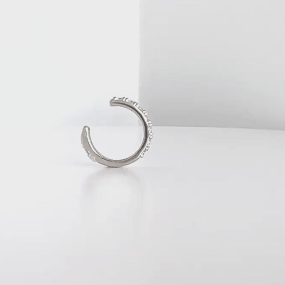 Video of Pavé Gemstone White Gold Ear Cuff | Non Pierced Cartilage, Conch Earring