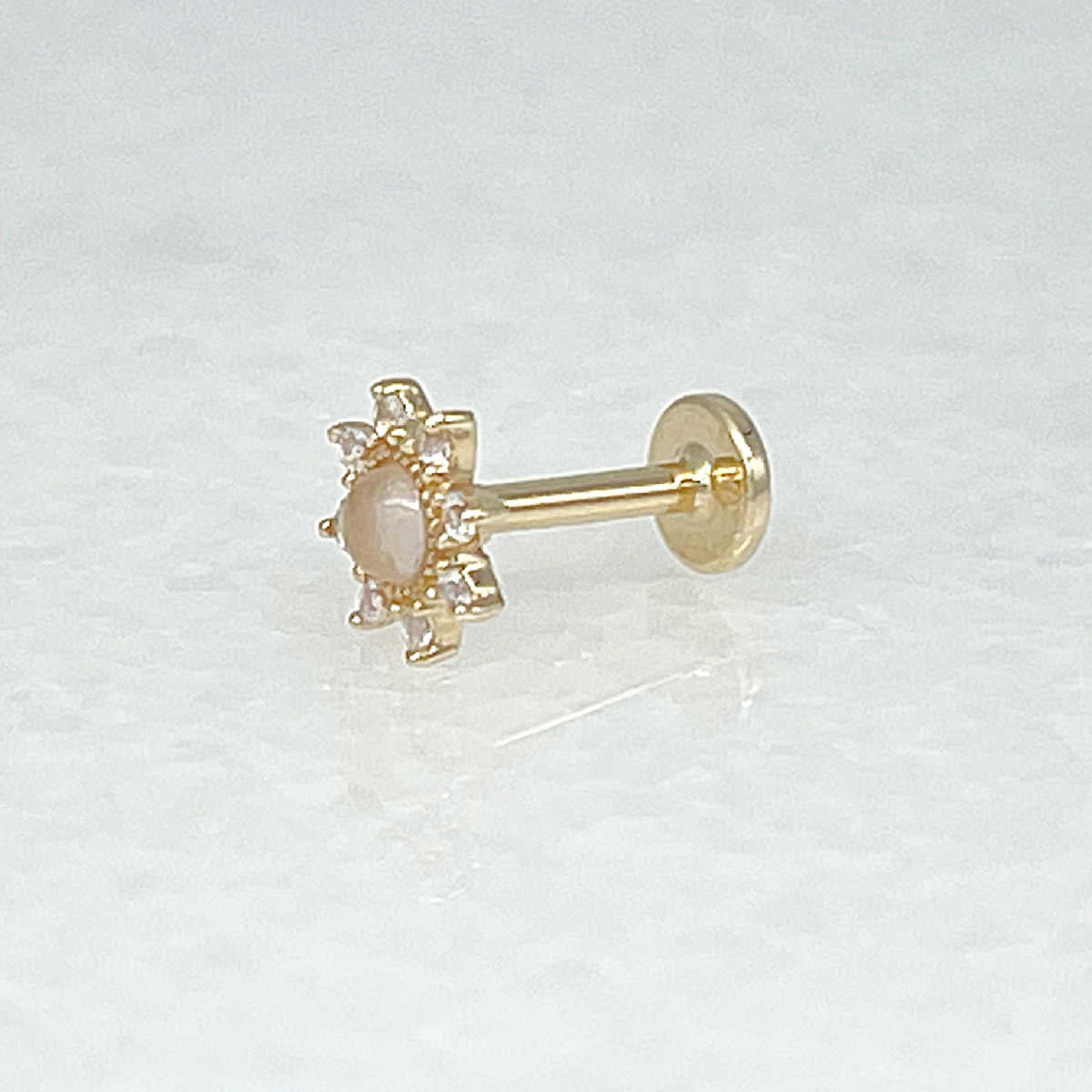 Rose Quartz Starburst Stud Piercing Earring
