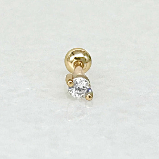 Gemstone Screw Back Earring | Gold Plated Cartilage Ball Back Stud | Barbell Piercing Jewelry