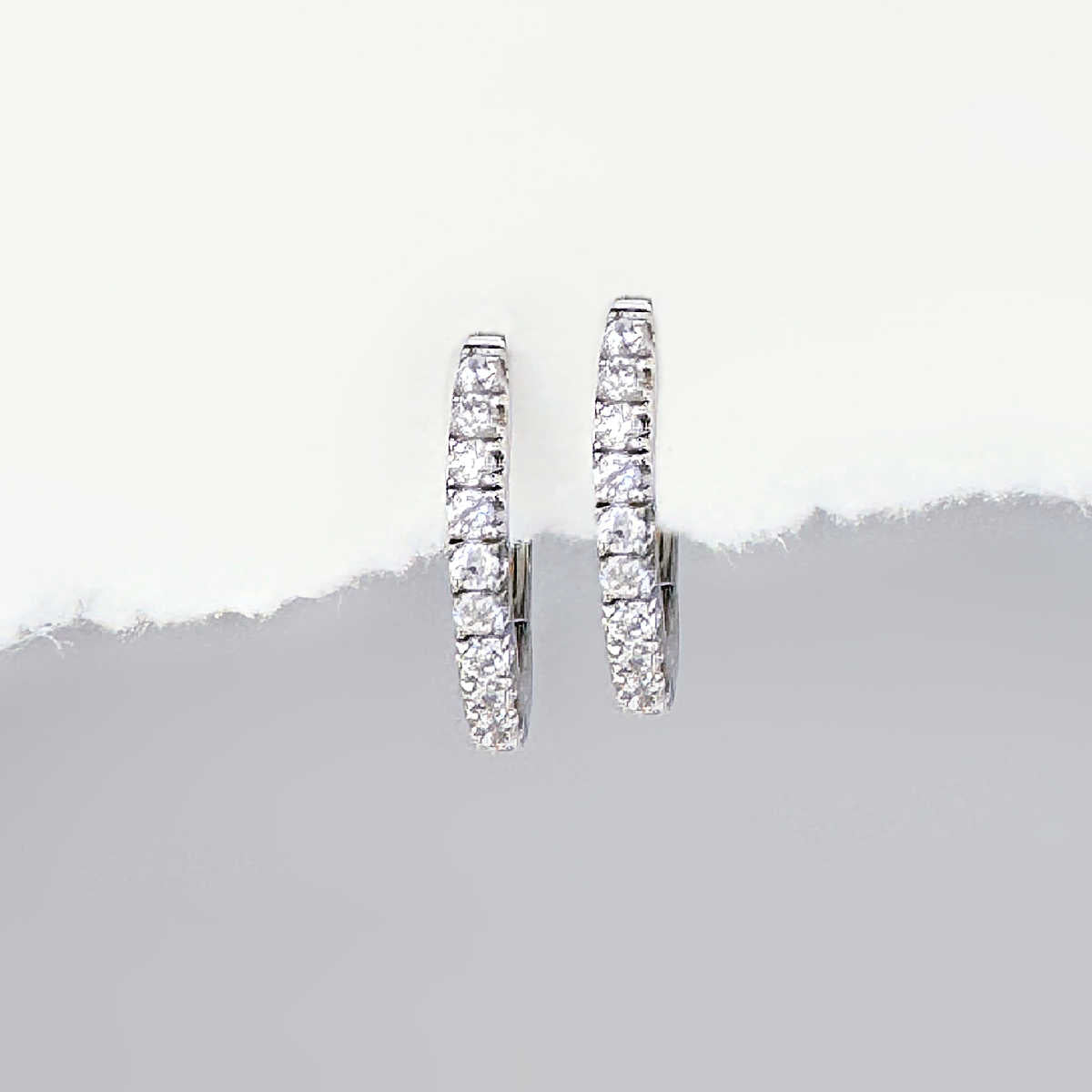 Sterling Silver Huggies Small Cubic Zirconia Hoop Earrings – Two