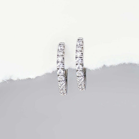 Sterling Silver Huggies | Small Eternity Cubic Zirconia Hoop Earrings from Two of Most