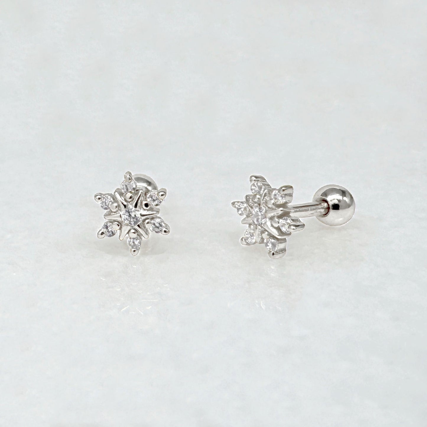Starburst Gemstone Screw Back Earring | Sterling Silver Cartilage Ball Back Barbell Stud from Two of Most