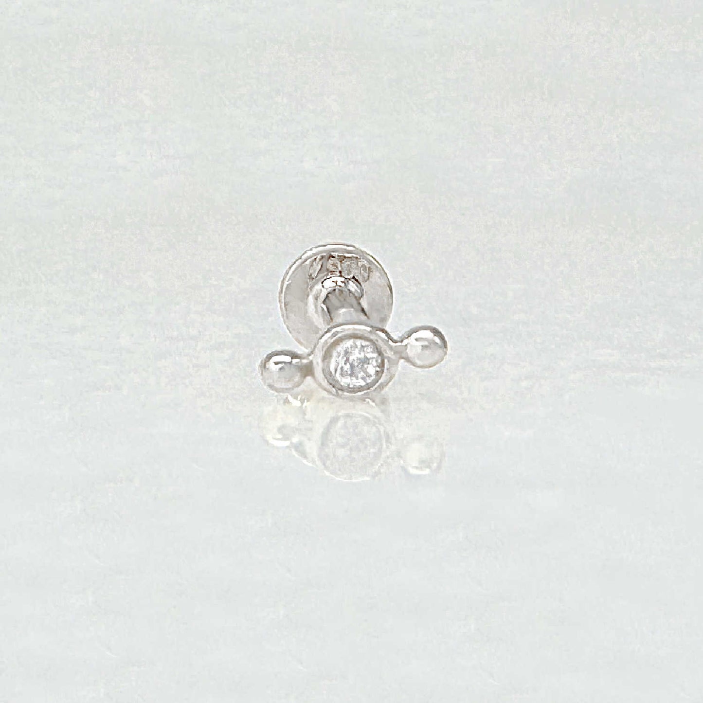 White Gold Diamond Flat Back Earring | 14k Gold Cartilage Piercing Stud
