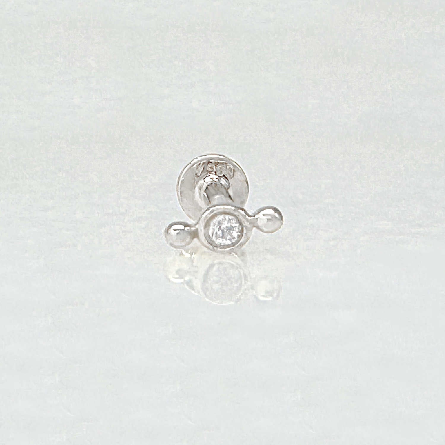 White Gold Diamond Flat Back Earring | 14k Gold Cartilage Piercing Stud