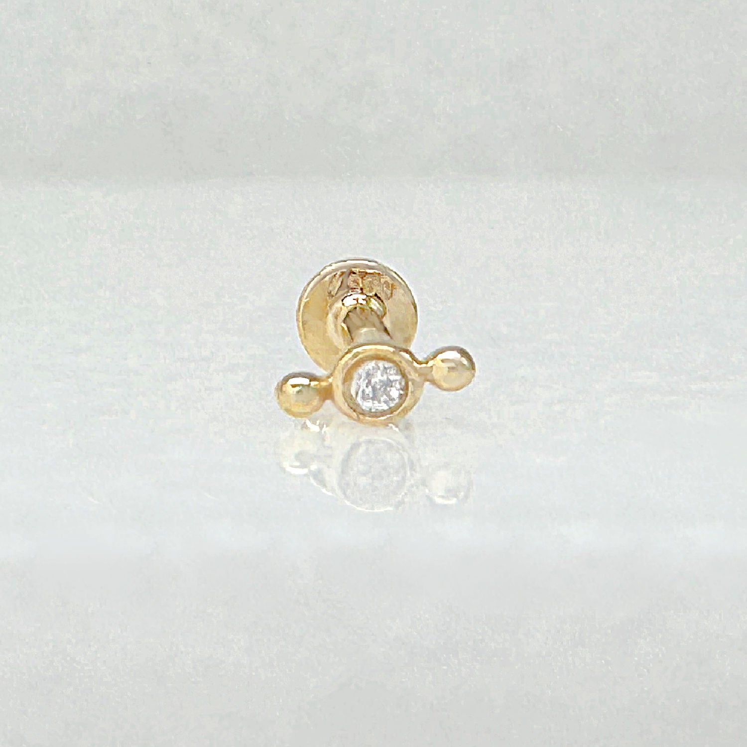 Diamond Helix, Tragus Piercing Earring | 14k Gold Flat Back Stud from Two of Most