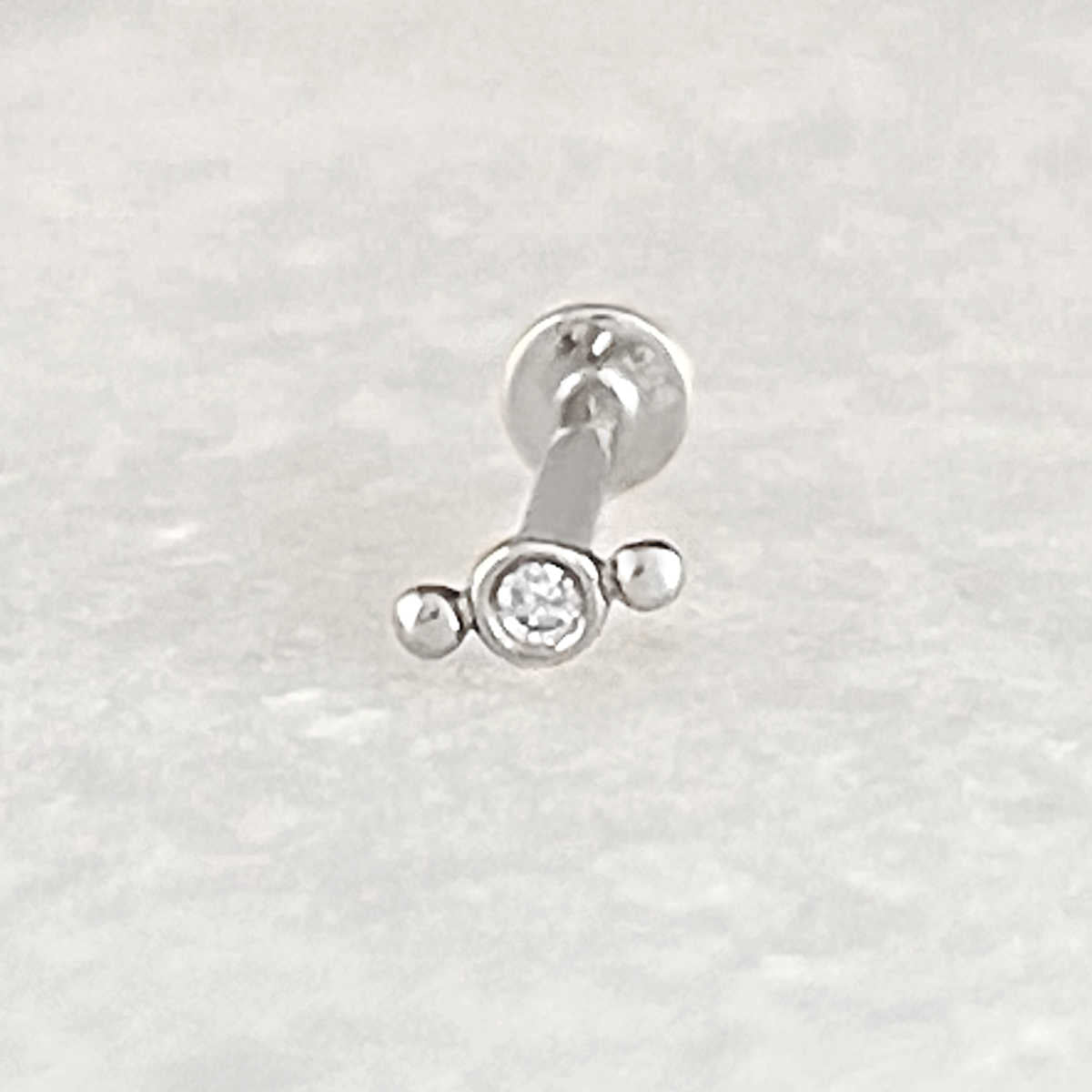 White Gold Diamond Flat Back Earring | 14k Gold Piercing Stud