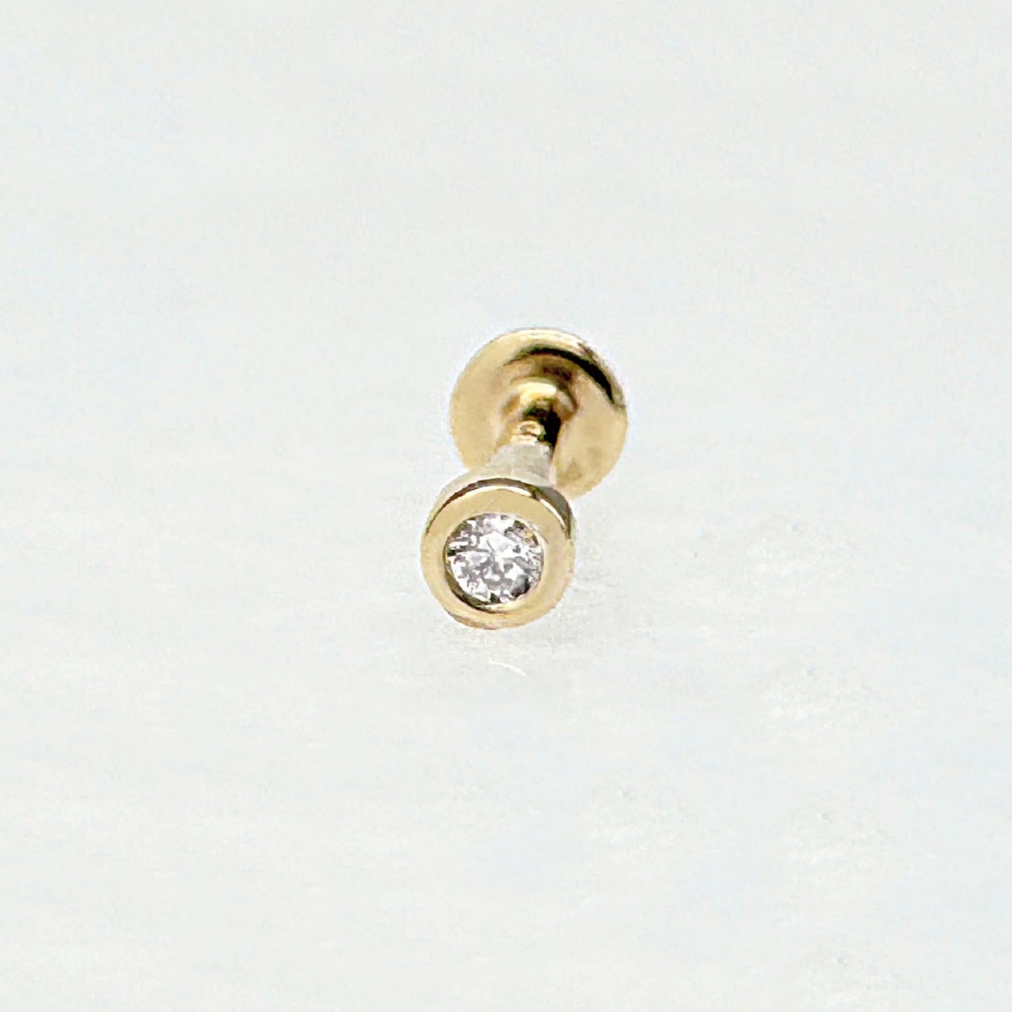 Tiny Diamond Flat Back Stud, 14k Gold Helix, Tragus Piercing Earring from Two of Most