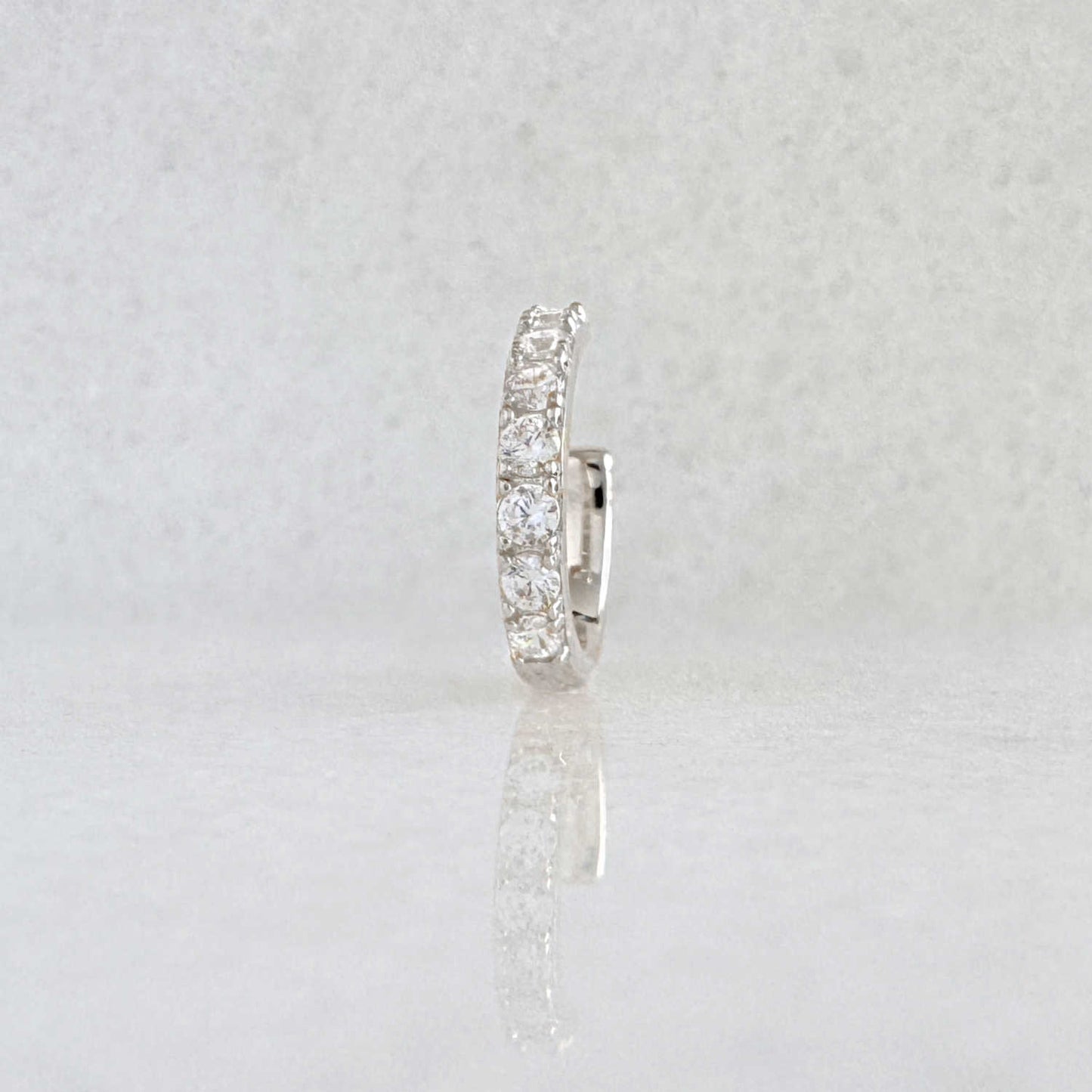Pavé Gemstone White Gold Ear Cuff | Non Pierced Cartilage, Conch Earring from Two of Most Fine Jewelry