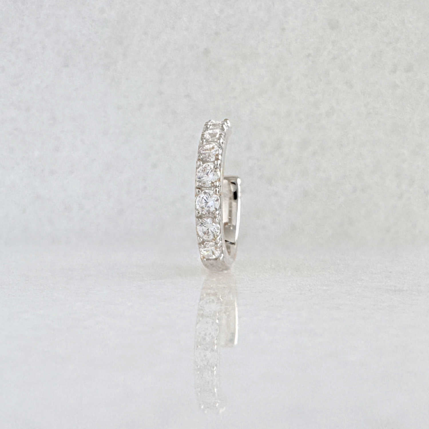 Pavé Gemstone White Gold Ear Cuff | Non Pierced Cartilage, Conch Earring from Two of Most Fine Jewelry