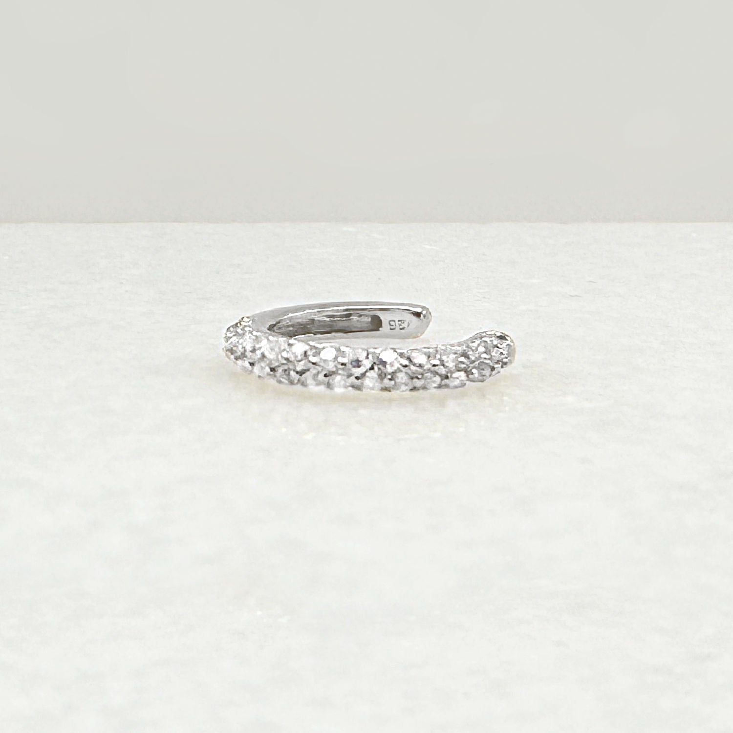 Pavé Gemstone White Gold Ear Cuff | Non Pierced Cartilage, Conch Earring from Two of Most Fine Jewelry