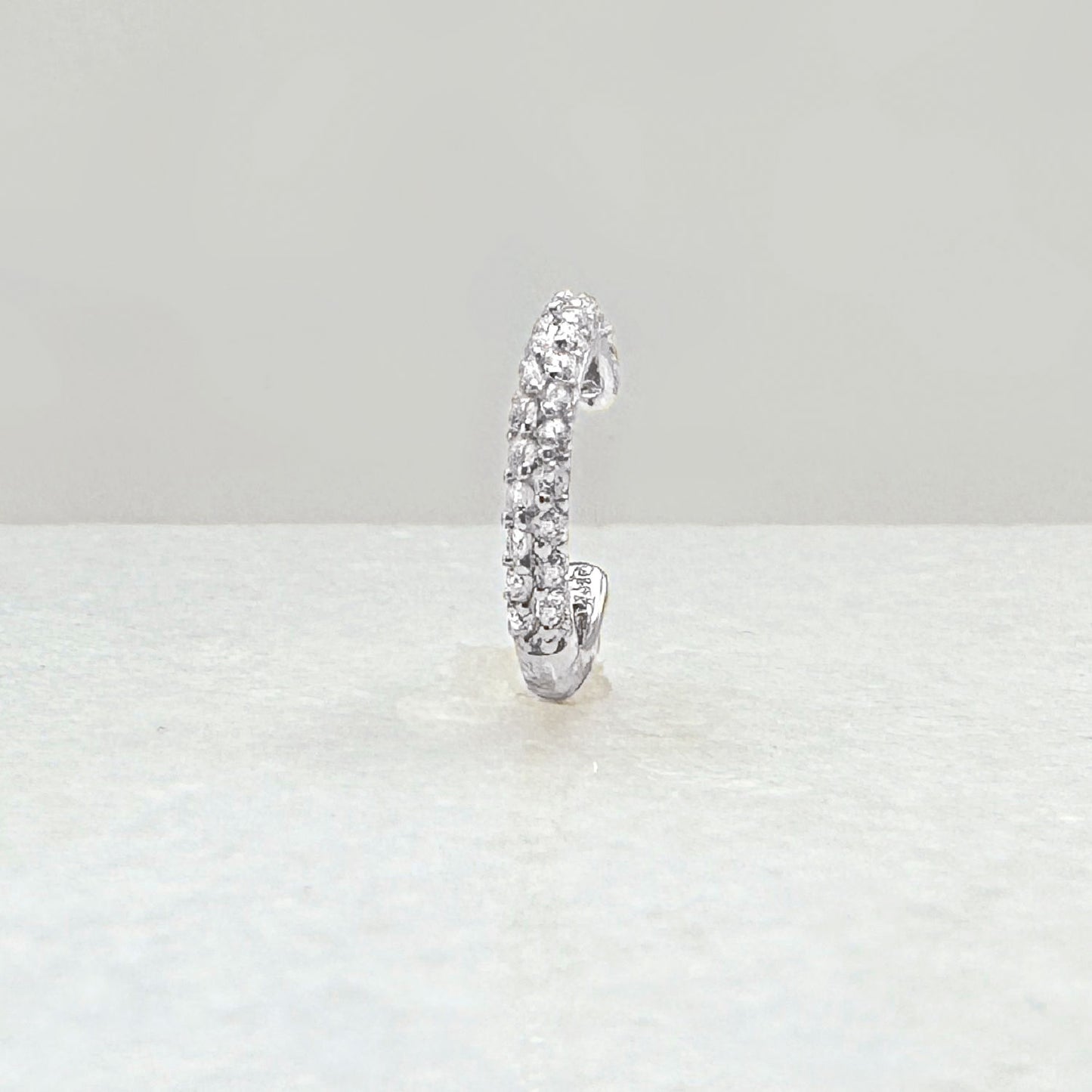 Pavé Gemstone White Gold Ear Cuff | Non Pierced Cartilage, Conch Earring from Two of Most Fine Jewelry