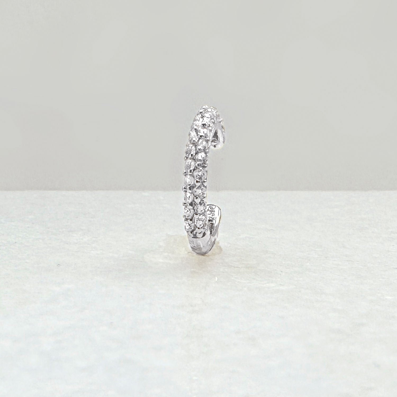 Pavé Gemstone White Gold Ear Cuff | Non Pierced Cartilage, Conch Earring from Two of Most Fine Jewelry