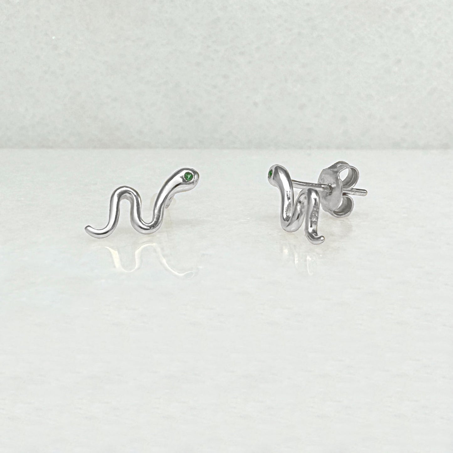 White Gold Snake Stud Earrings
