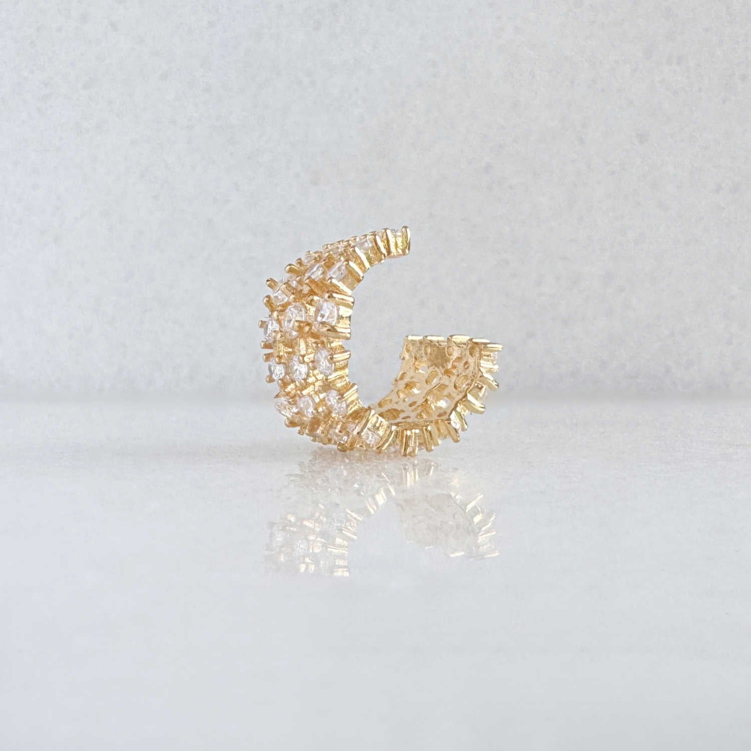 Gold and Gemstone Ear Cuff | Non Pierced Cartilage, Conch Earring | Side View