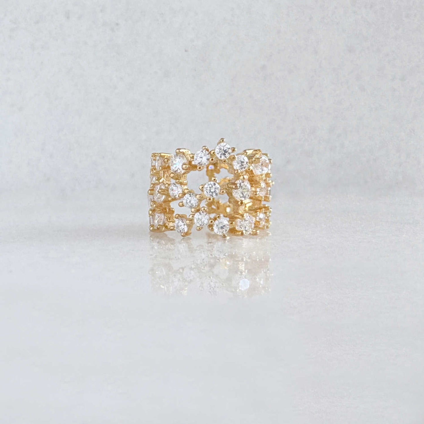 Wide Gold and Gemstone Ear Cuff | Non Pierced Cartilage, Conch Earring from Two of Most