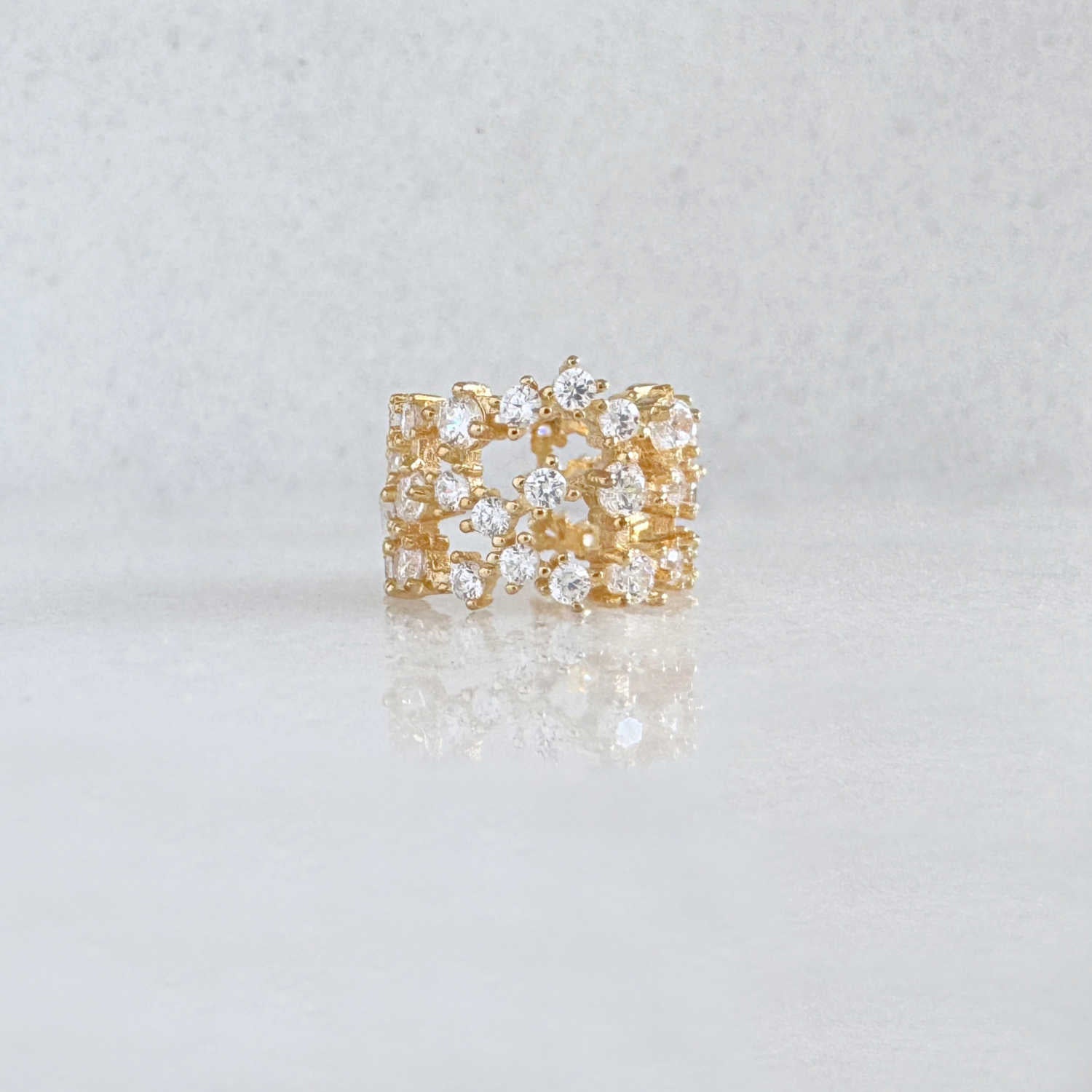Wide Gold and Gemstone Ear Cuff | Non Pierced Cartilage, Conch Earring from Two of Most