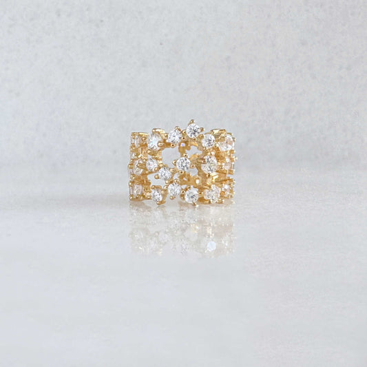 Wide Gold and Gemstone Ear Cuff | Non Pierced Cartilage, Conch Earring from Two of Most