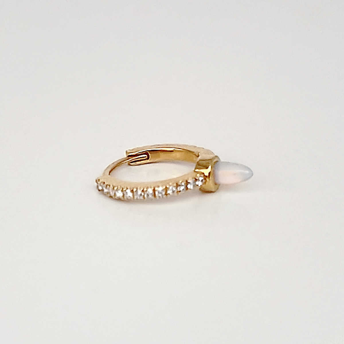 Diamond Huggie Earrings with Opal Spike | Gold Cartilage Hoop | Cartilage Piercing Helix Hoop Earrings from Two of Most