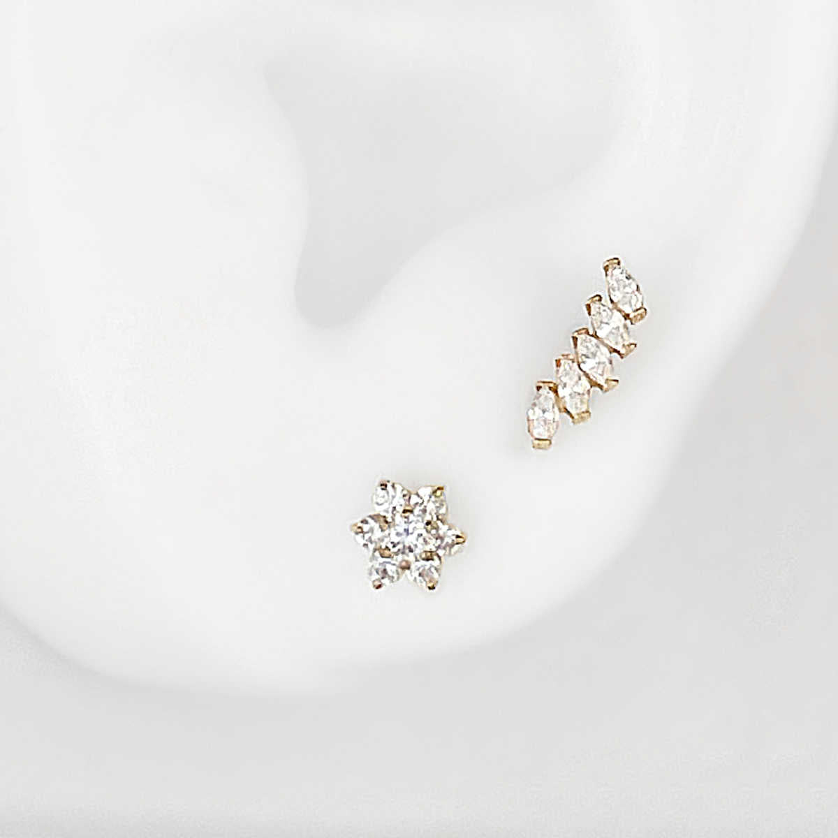 Marquise Gemstone Climber Earrings | 14k Gold Ear Crawlers | Two of Most