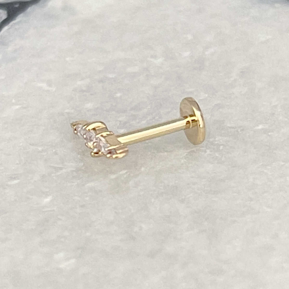 Gemstone Spike Flat Back Gold Cartilage Earring