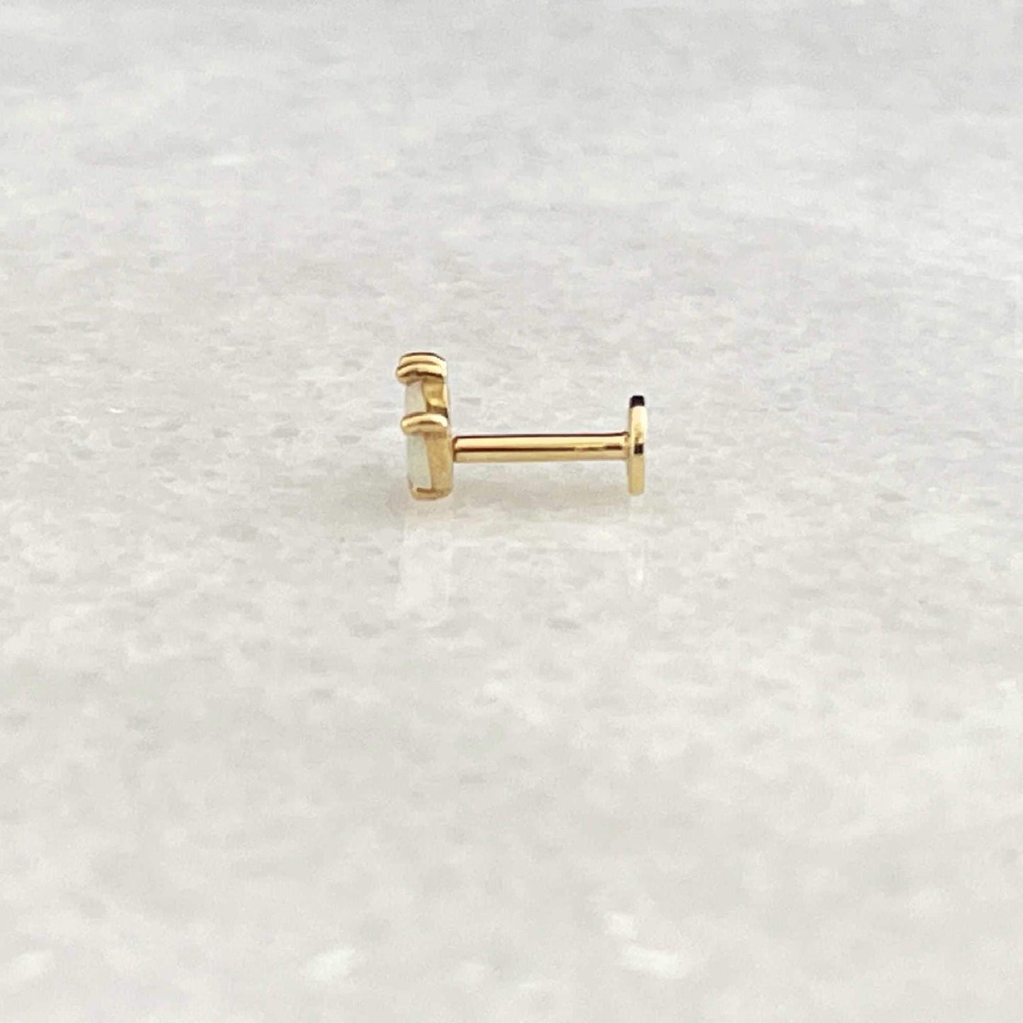 14k Gold Opal Lotus Flat Back Piercing Stud Earrings | Two of Most