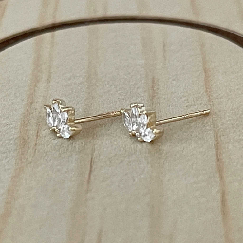 Marquise Gemstone Lotus Earrings | 14K Gold Studs from Two of Most