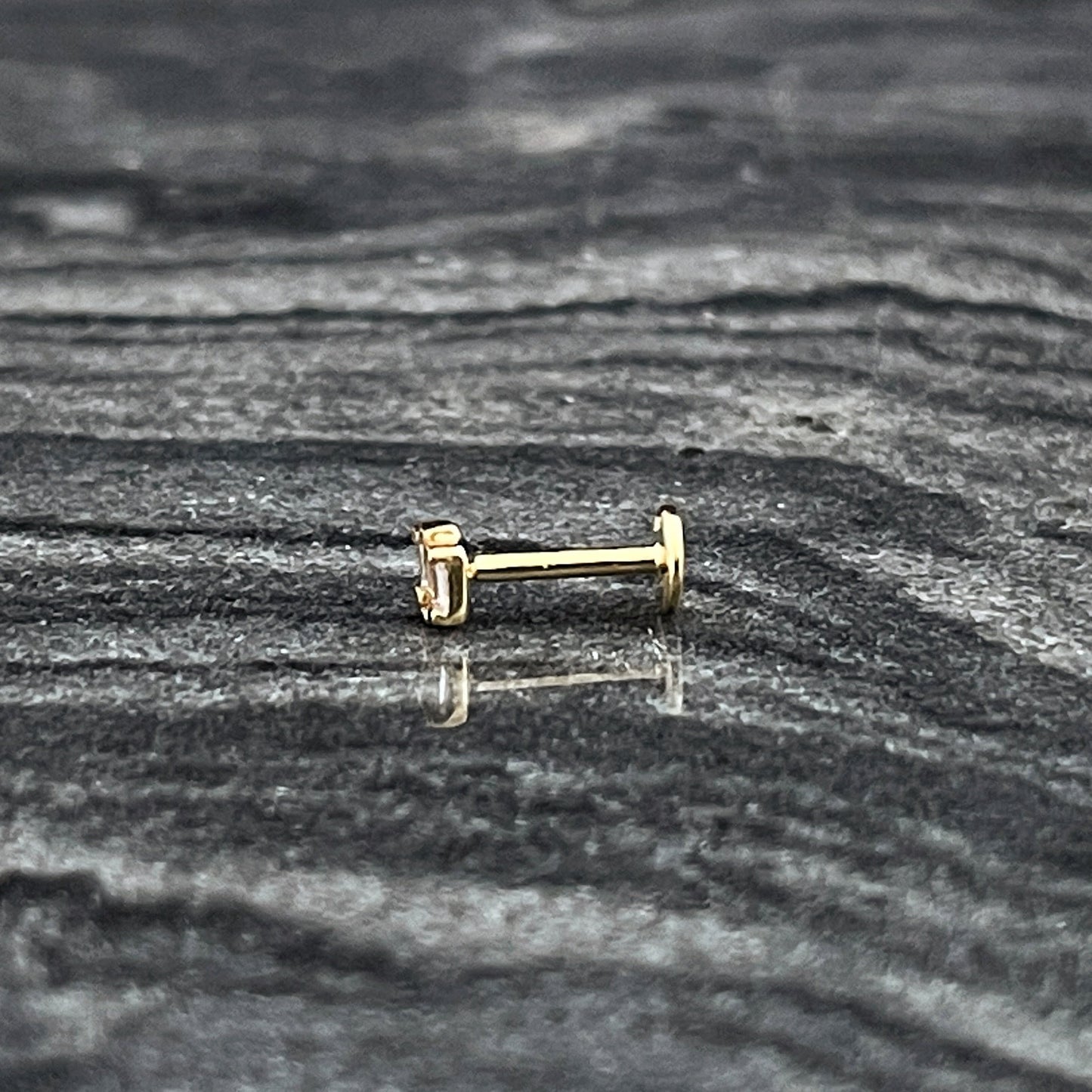 Baguette Gold Cartilage Earring | Helix, Tragus, & Conch Studs | 18 Gauge Flat Back Piercing Stud Earrings from Two of Most