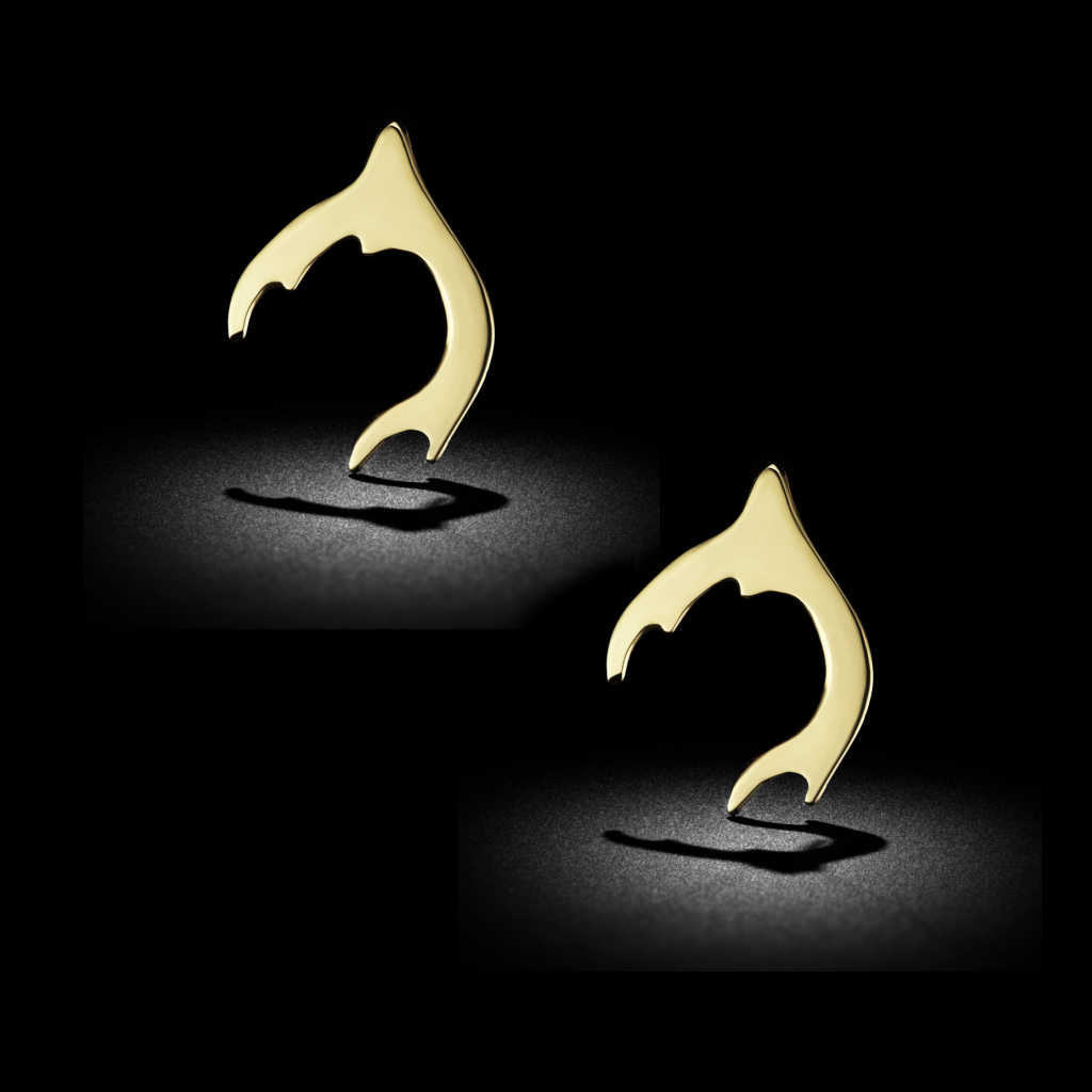 Antler small gold stud earrings | push back | 14k yellow gold | Two of Most