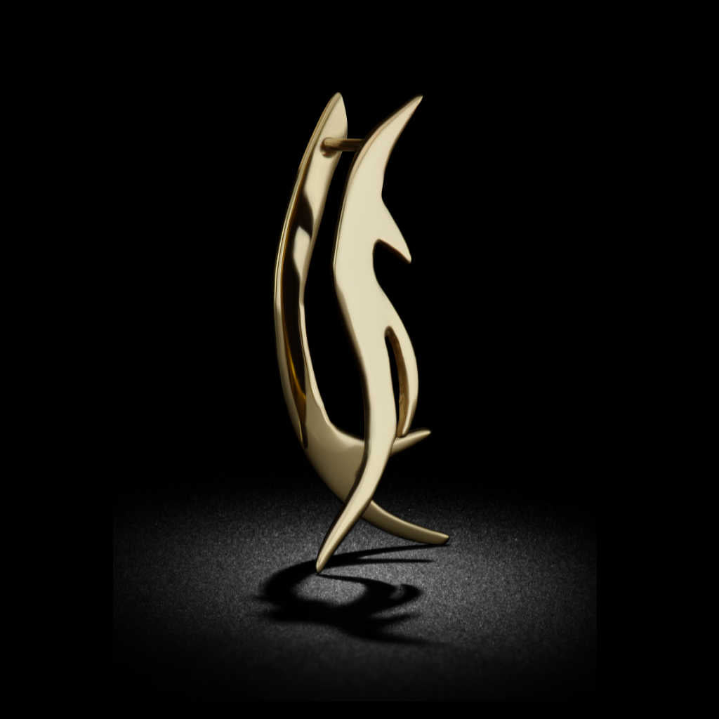 Branch gold ear jacket stud earring | push back | 14k yellow gold | Two of Most