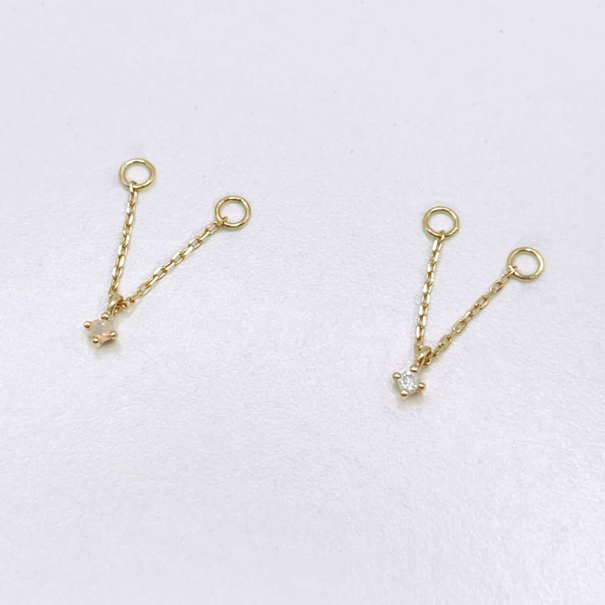 Opal Earring Charm | Gold Earring Charm | Interchangeable Earring Charms | Double Hole Earring | Connected Earring| Connected Earring
