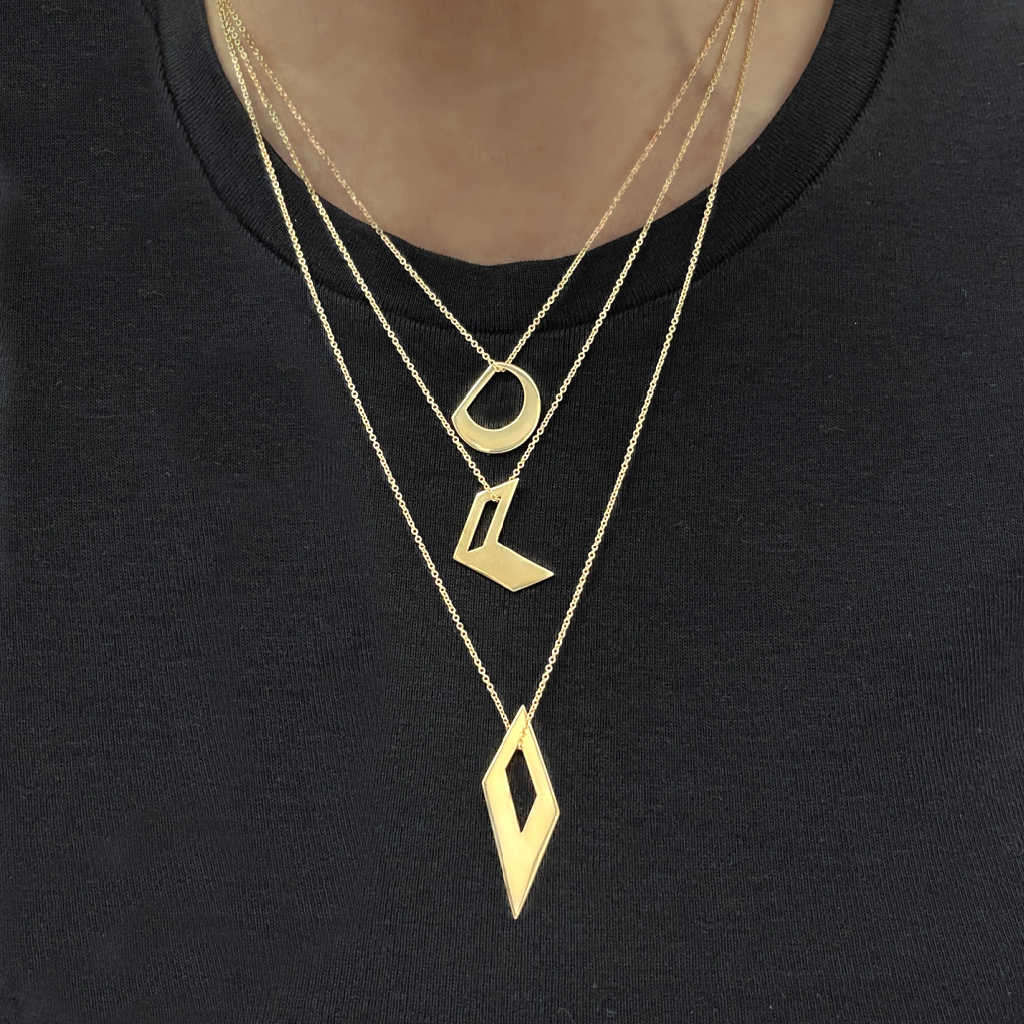 Chevron Necklace | 14k Gold Pendant Necklace | Large Gold Pendant | Geometric Pendant Necklace from Two of Most