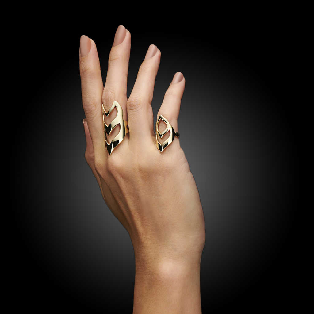 Loop Shield Stacking Knuckle Ring Band Set | 14k yellow gold | Two of Most