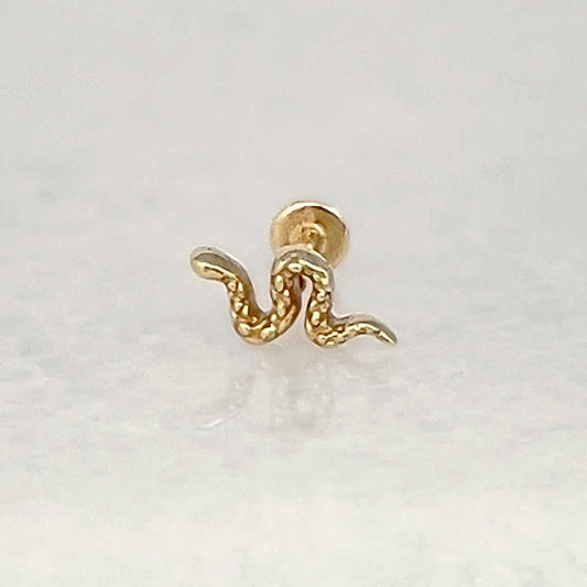 Snake Stud Earring | Piercing Earrings | Solid Gold Hypoallergenic Jewelry | Helix, Tragus, Cartilage | Two of Most Fine Jewelry