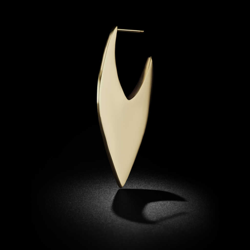 Thick V shaped gold hoop earring | push back | 14k yellow gold | Two of Most
