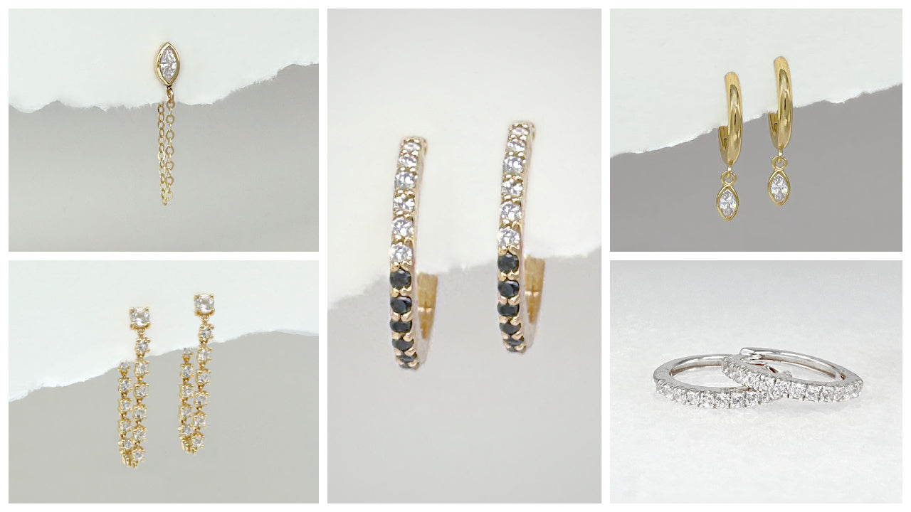 Huggie Hoop Earring Collection, 14k Gold, Sterling Silver, & Gemstones, Two of Most
