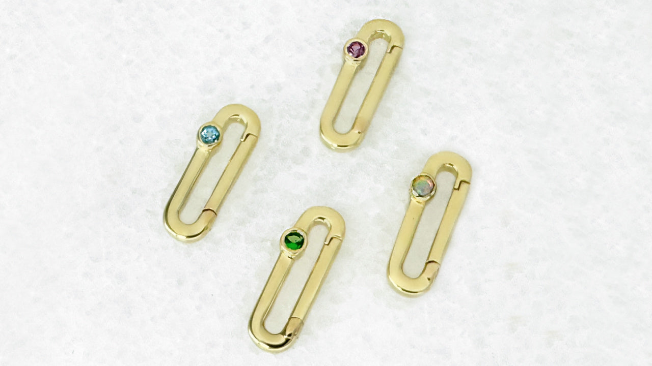 Gemstone Charm Holders | Solid Gold Chain Connectors & Extenders | Two of Most Fine Jewelry
