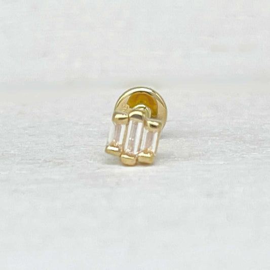 Baguette Helix, Tragus, Conch Earring | 14k Gold Flat Back Cartilage Piercing Studs from Two of Most