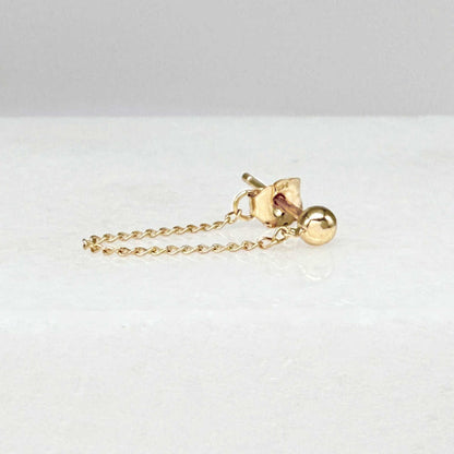 Front Back Chain Hoop Earring | 14k Gold Ball Dangle Stud from Two of Most Fine Jewelry