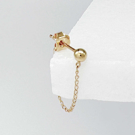 Front Back Chain Hoop Earring | 14k Gold Ball Dangle Stud from Two of Most Fine Jewelry