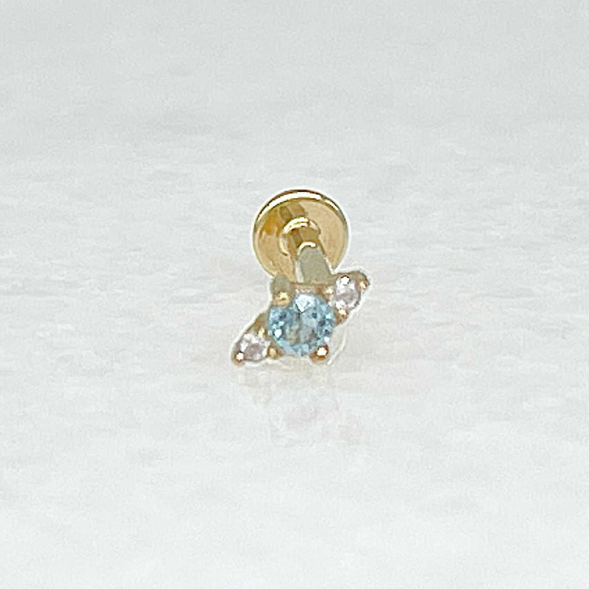 Blue Topaz Cartilage Earring | 14k Helix, Tragus, Conch Studs from Two of Most