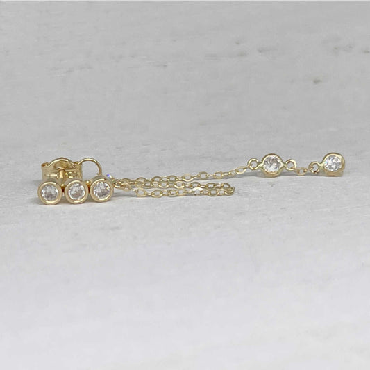 Front Back Gemstone Earring | 14k Gold Dangle Chain Stud from Two of Most Fine Jewelry