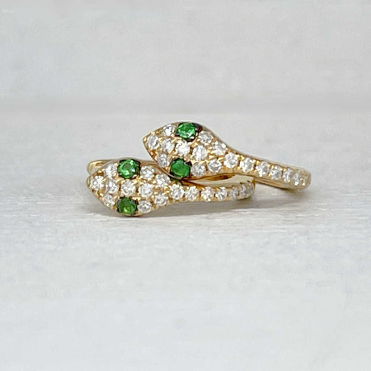 Diamond Snake Huggie Earrings | 14k Gold Helix Piercing Hoops from Two of Most Fine Jewelry