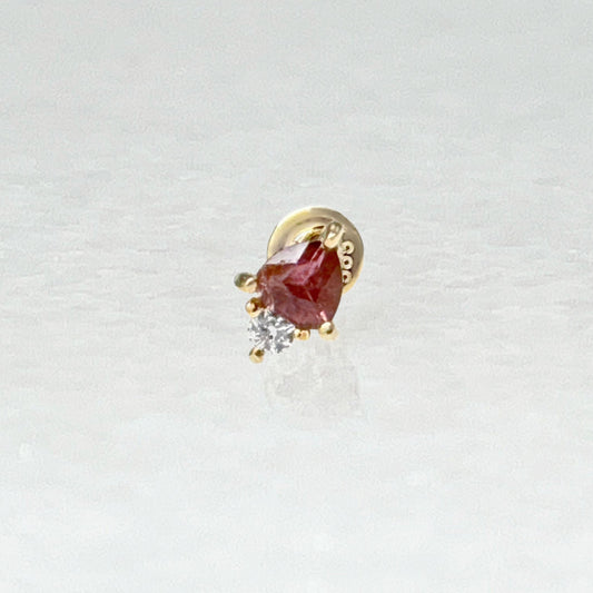 Pink Tourmaline Flat Back Cartilage Earing | Solid Gold Studs for Helix, Tragus, Conch from Two of Most