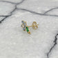 Blue Flower Earrings Side View, 14K Gold & Gemstone Studs, Two of Most Fine Jewelry