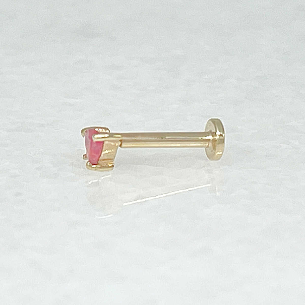 Pink Tourmaline Flat Back Gold Cartilage Earring