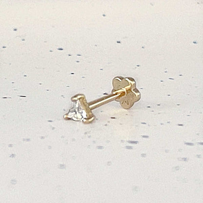 Trillion Flat Back Gold Stud Earring