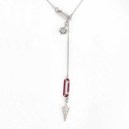 14k White Gold & Ruby Charm Clip on Necklace