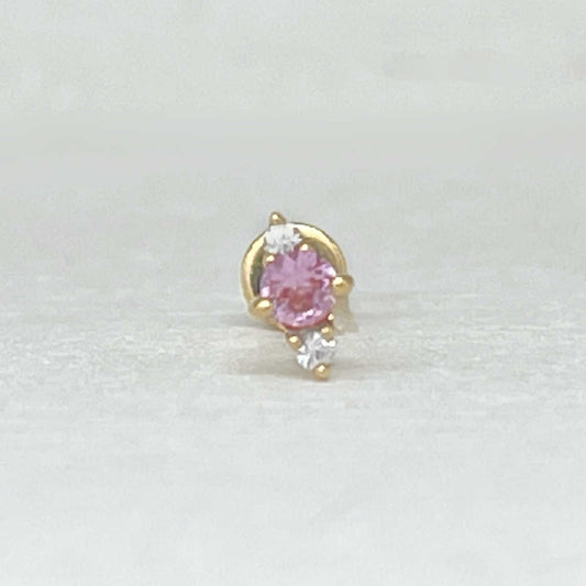 Pink Sapphire Flat Back Earring | 14k Gold Tragus, Helix Piercing Studs from Two of Most
