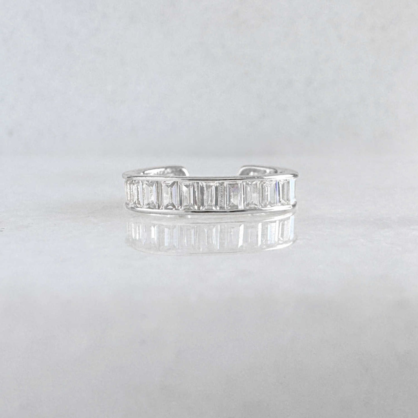 White Gold Baguette Ear Cuff | Non Pierced Cartilage, Conch Earring from Two of Most Fine Jewelry