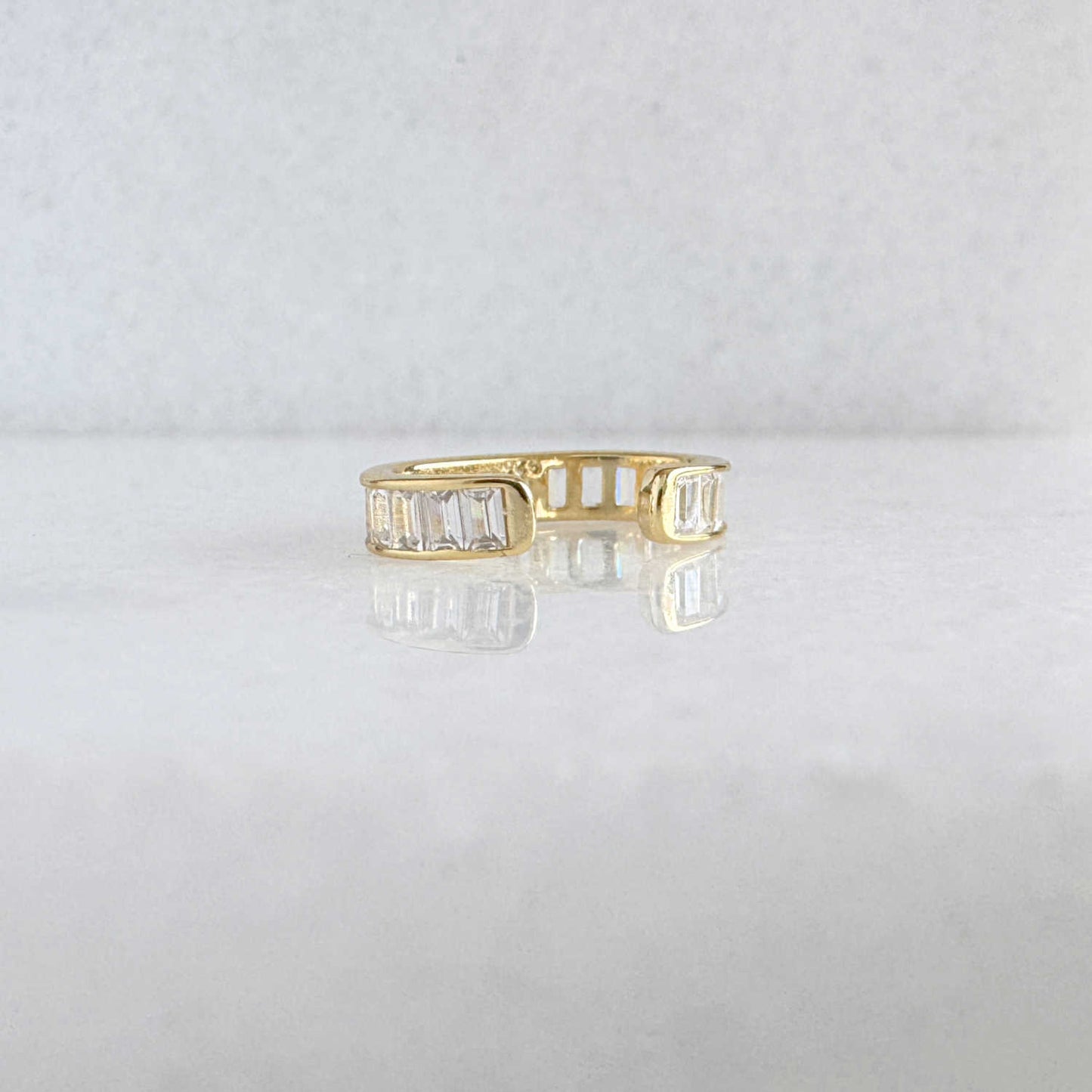 Gold Baguette Ear Cuff, View of Back and Inside